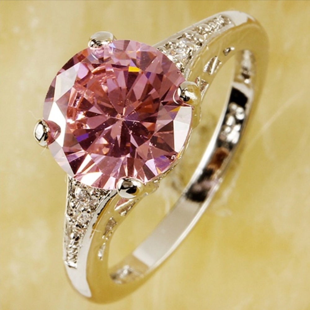 925 pink & white topaz ring - Picture 3 of 8